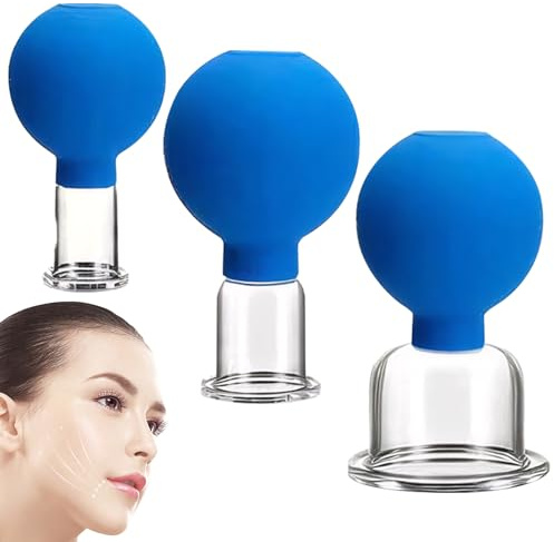 Gesichtsberater Set für Gesicht, Massage Becher Kit 3pcs 3 Größe Gesichtssaugne, wiederverwendbares Auge ＆ Gesichtsschrank Set, Kunststoff Anti Cellulit Schröpfen Therapie für Massage