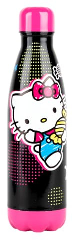 Konix Hello Kitty Vattenflaska i rostfritt stål, 500 ml, svart godisflaska