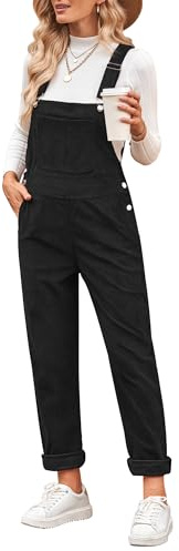 Vetinee Damen Latzhose Damen Overall Schwarz 2XL