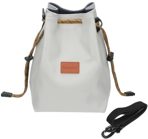 PATIKIL Mjuk kameraväska, linsfodral crossbody dragsko påse axelväska för utomhusresor DSLR-kameror, Grått, M