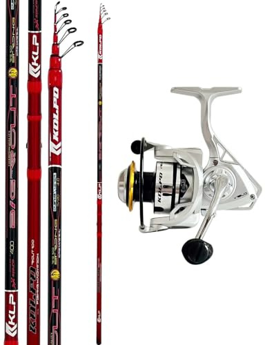 Kolpo combo canna trota lago in carbonio 4.00 mt in carbonio alto modulo + mulinello con bobina in alluminio e frizione micrometrica