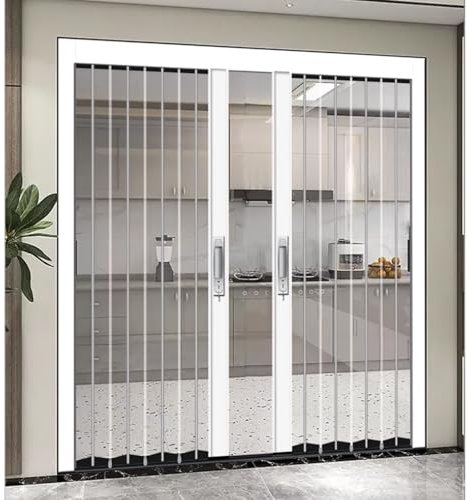 Schiebetür Falttür falttüren innentüren Transparente Falttüren für den Innenbereich, 2,3 m hohe, unsichtbare Faltschiebetür für Badezimmer mit Acrylkristallplatte, Trenntür für Küche und Wohnzimmer(72