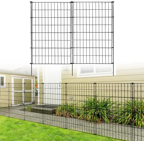 Thealyn Recinzione da Giardino 81 cm A x 71 cm L x 5 pannelli, Lunghezza Totale 3,5 m in Metallo Antiruggine, Decorazione per Cani, Animali
