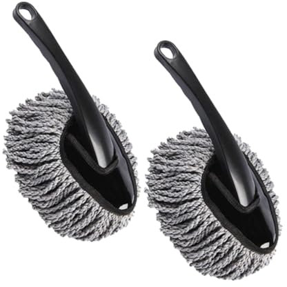 YOSADIER 2pièces Brosse pour Voiture Intérieure Nettoyage Poussière Et Saleté Manche Long pour Accès Facile Polyvalente pour Voitures Et Motos Fibres Douces Grises
