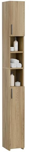 ComfortCove Mueble de baño Alto y Estrecho, Mueble Auxiliar baño, Mueble Una estantería Ideal también para el salón y la Cocina, Columna de Almacenamiento, 2 Puertas, Roble
