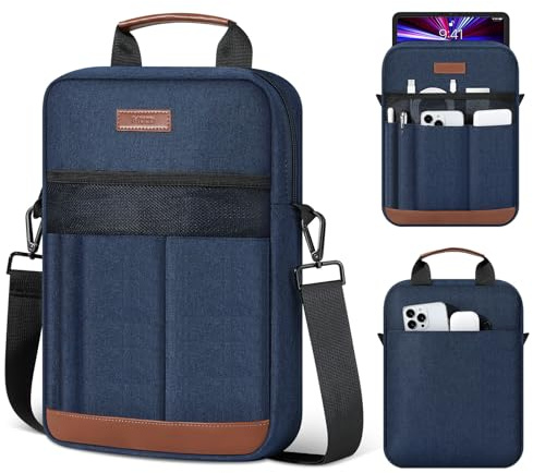 MoKo 9-11 Zoll Tablet Sleeve Tasche, Tragbare Tragetasche mit versenkbarem Griff & verstellbarem Schultergurt, für 11 Zoll iPad Air M3 2025, iPad 10. Gen 10,9, Air 5/4. 10,9, Indigo