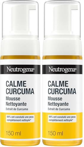 Neutrogena – Mousse Nettoyante Calme Curcuma (flacon-pompe de 150 ml) – Nettoyant visage à l'extrait de curcuma – 94% ont constaté une peau complètement nettoyée*
