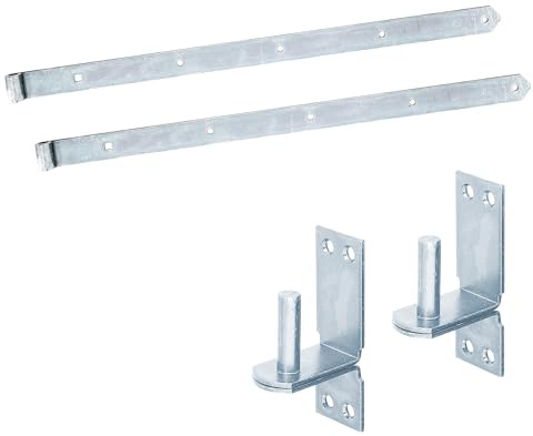 siwitec Ladenband 800 mm, 2er-Set mit weiten Kloben, Ø16 mm, gerade/abger., witterungsbeständig, Torband, Türband Gartentor, Torscharnier