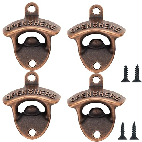 4 Pack Bottle Opener Wall Mounted,Wall Mounted Bottle Opener, Beer Bottle Opener for Home Bar Setup, Outdoor Parties, Restaurant Decoration, Bar Equipment