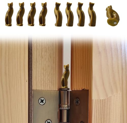 XIFOWE 9PCS Cat Hinge Head, Interesting Magnetic Hinge Head Toppers, Vintage cat Door Hinge Toppers Decorative, Door Hinge Topper Miniature Decorative Statues for Hinges, Cabinets, Shelves etc.