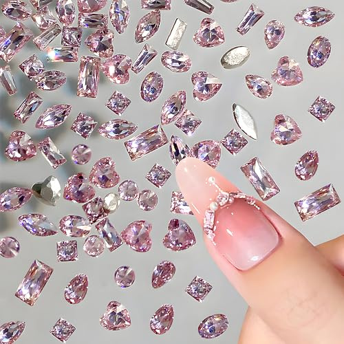Piccoli zirconi rosa per unghie con pietre glitterate, accessori per unghie varie forme da 2 mm, strass per unghie brillanti, strass per Bedazzling, mini pietre per nail art