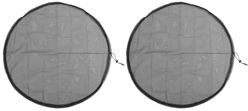 2 Pieces 37 Inch Rain Barrel Covers, Black Polyester Mesh Screen with Lamb for Water Collection Tanks, Protective Filter Net