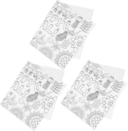 FUNNETOYU 3 Pezzi Diwali Tela Colorata Diwali Poster Verniciabile Carta Da Disegno Poster Da Colorare Carta Da Disegno Per Fai Da Te Tela Da Colorare Fai Da Te