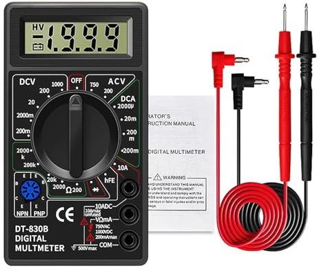 Multimètre numérique LCD AC/DC DT830B 750/1000 V, voltmètre, ampèremètre, testeur d'ohms, appareil de mesure portable haute sécurité.(Black)
