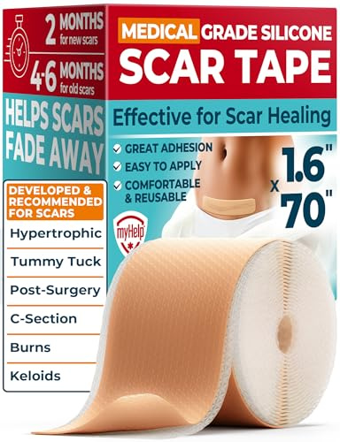Medical Grade Silicone Scar Tape - 1.6x70 - Effective Scar Removal | Removal of Surgical, Keloid, C-Section, Tummy Tuck, Hypertrophic and Acne Scars - Easy to Use - Reusable Silicone Scar Sheets