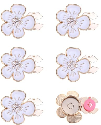 6 tapas de botones de diamantes de imitación para mujer, decorativas, extraíbles, brillantes, cubiertas de botones, para mujer, camelia, diamantes de imitación, cubierta de clip, cubierta de botones