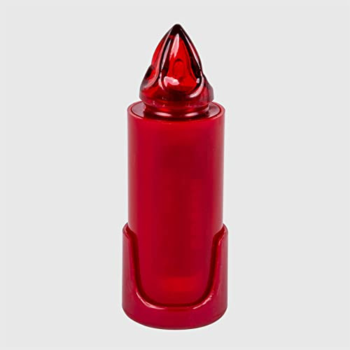 Lumino Elettrico Rosso per Cimitero con Supporto Adesivo e Luce LED Rossa Intermittente – Lampada Votiva a Batteria con Pulsante ON/OFF – Durata fino a 120 Giorni – Resistente alle Intemperie – Uso