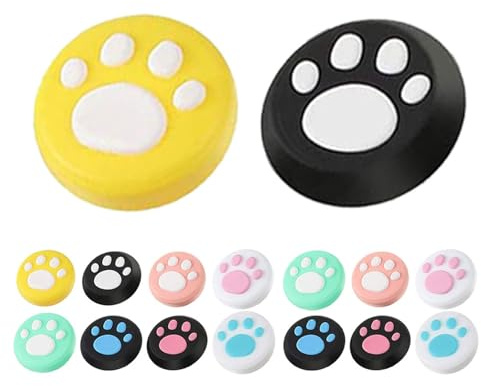 BESTYASH Capuchons de Joystick Silicone 16 Pièces, Motif Patte de Chat, Protège Manette Switch pour Usage Gaming Intensif, Antidérapants et Faciles à Poser Plusieurs styles