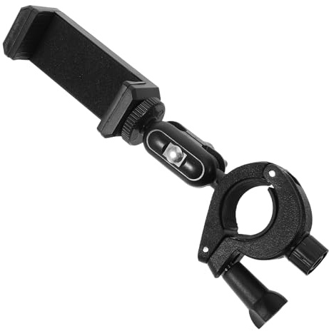 Beavorty Atril de Calle Trompeta para Teléfono y Tableta, Soporte Giratorio 360° Sujeción Segura, Adecuado para Ensayos de Banda y Lectura de Partituras | Abrazadera para Tubo de 15-31mm, Plástico Negro, para Teléfono y Tablet en Práctica y Ensayos
