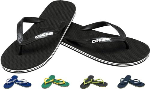 Cressi Beach Flip Flops - Flip Flops Unisex for Beach and Pool, Black, 6.5/7.5 UK - 39/40 EU