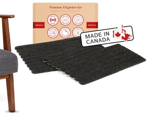 Filzgleiter selbstklebend länglich 108 Stück, 15cm lang, 10mm breit, 5mm extra Dicke Bodenschoner für Schwingstühle, braun, Filz Schoner für Stühle - Made in Canada