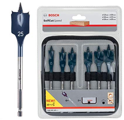 Bosch SELFCUT FLAT WOOD BIT SET, 6PC 2608595425