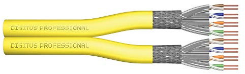 DIGITUS Netzwerkkabel Cat 7A – 500 m – S/FTP Duplex – BauPVO Dca | LSZH Halogenfrei – AWG 22/1 – PoE+ Kompatibel – 10 Gbit/s – 1500 MHz – LAN Verlegekabel Ethernet-Kabel – Gelb