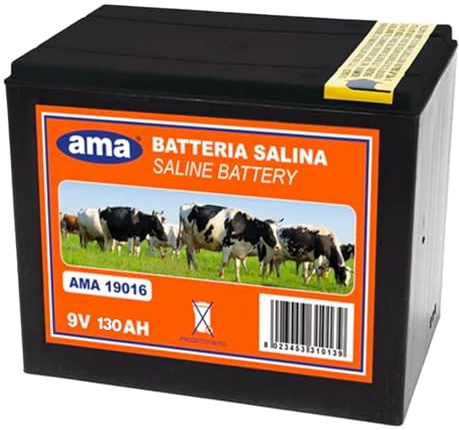 Batterie de clôture électrique AMA 9 V : Électrificateur de clôture électrique 130 A, Dimensions 155x130 mm, Poids 3,9 kg