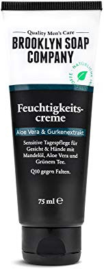 Vegane Anti Falten Tagespflege, Feuchtigkeitscreme (75 ml), Gesichtscreme mit Q10 Naturkosmetik der BROOKLYN SOAP COMPANY ® Geschenkidee als Geschenk für Männer jeden Alters