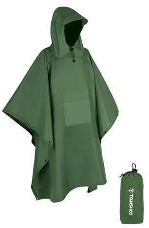 TOMSHOO Regenponcho für Herren, Regencape, Wander-Poncho, Fahrradponcho, 3-in-1, multifunktional
