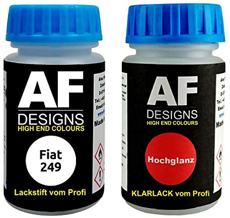 Alex Flittner Designs Lackstift-Set für Fiat 249 Bianco Banchisa | Lackstift Set geeignet für Farbcode: 249 und Farbname: Bianco Banchisa