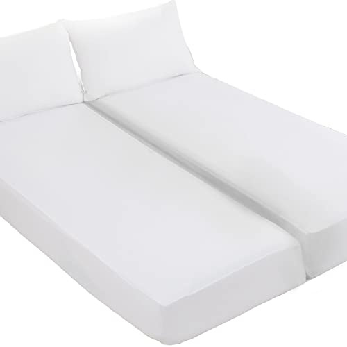 Kingnex Waterproof Split King Mattress Protector for Adjustable Beds Soft Cooling Bamboo Viscose Jersey Fitted Matress Cover
