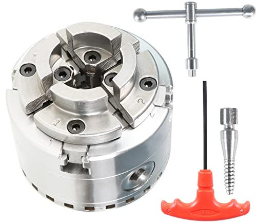 Findmall 2-3/4 Inch 4 Jaw Self-Centering Keyed Lathe Chuck Set Wood Lathe Chuck with 1-Inch x 8TPI Thread