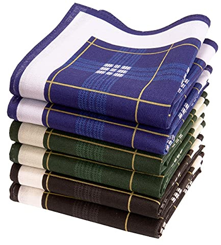 Merrysquare - herrtygsdukar i tryckt tyg - stor storlek 40 cm x 40 cm - 6 st - 100 % bomull, Curibita