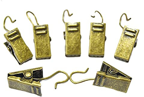 Anawakia 20 Stück Klemmhaken für Vorhänge, Klemmringe, Vorhangclips, Vorhangclips aus Edelstahl mit Haken (Bronze)