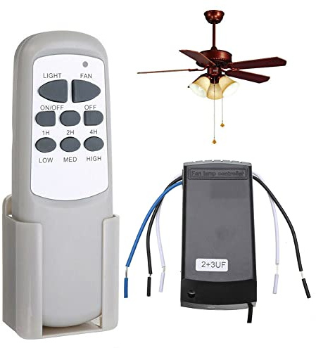 EZSDY Kit di controllo remoto per ventilatore da soffitto wireless universale con 3 velocità e 3 impostazioni di temporizzazione, lampada a sospensione con telecomando, trasmettitore e ricevitore per