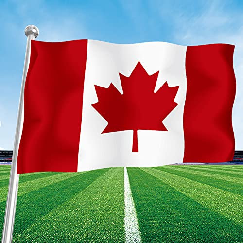 Drapeau Canada 150 x 90 cm avec 2 œillets Métalliques Grand Drapeau National Canada Flag Fanion Tissue lumineux Et Vif Parfait Pour Les Festivals, Manif, Decoration Extérieur du Jardin
