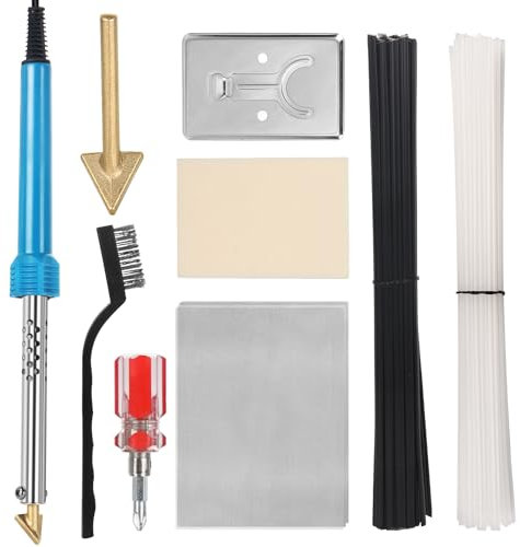 Foreverup Poste à souder en plastique, 80 W, kit de réparation de pare-chocs avec barres, treillis de renfort et brosse métallique pour soudage plastique, bricolage automobile, bricolage, réparation