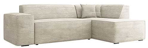 Mirjan24 Ecksofa Lordin Cord, Eckcouch, Polstersofa, Polsterecke, Couch, L-Form Sofa, Kissen-Set, Polstergarnitur, Wohnlandschaft (Poso 100, Seite: Rechts)