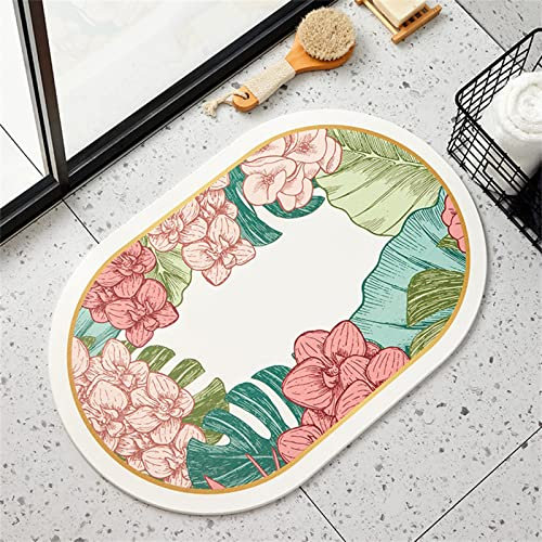 Badezimmerteppich, Badematte Rutschfest, 70x120cm Bad Teppich LäUfer, Duschmatte, Badteppich Badvorleger Rutschfest Waschbar, Antirutschmatte Dusche, Teppich Badezimmer, Bathroom Bath Mat, Blumen