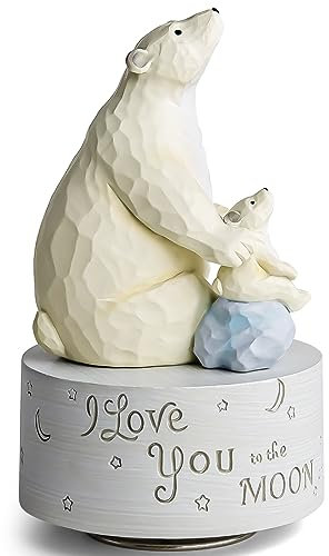 MS. WENNY Polar Bear Musical Box Figurine, I Love You to the Moon and Back Music Box Bday Christmas for Wife Daughter Son Collectible Figurine Play You Are My Sunshine