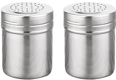 HuaangMaoX 2 Pcs Spice Jar Salt Pepper Shaker Stainless Steel Shaker for Granular Seasoning Condiment Jar