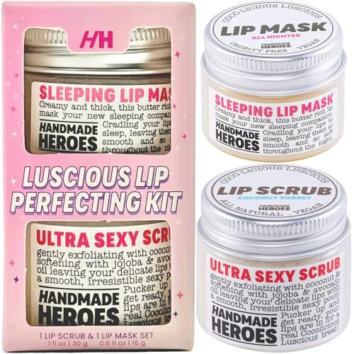 100% Natural Lip Scrub Vegan Conditioning Coconut Lip Exfoliator Gentle Exfoliant Sugar Lip Polish and Lip Exfoliator Scrubber for Chapped and Dry Lips (Lip Scrub and Mask Gift Set)
