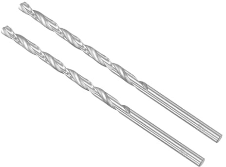 CoCud 2 Piezas Barrenas Helicoidales de Acero Diámetro de 6.5 mm Para Metal | de Alta Velocidad Extra Largas, y Longitud de 160 mm, Barrena Helicoidal Recta