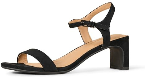 Amazon Essentials Cinturino alla Caviglia con Tacco Basso Donna, Nero Finta Scamosciato, 38 EU