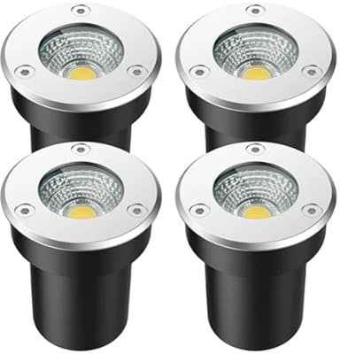 VSHENG 4 Piezas COB Luz Subterránea Foco Empotrable De Exterior AC85-265V IP66 Impermeable Lámpara Empotrable En El Suelo para Jardín, Camino, Cubierta, Terraza Decorativo Paisaje Luces Enterradas(Col