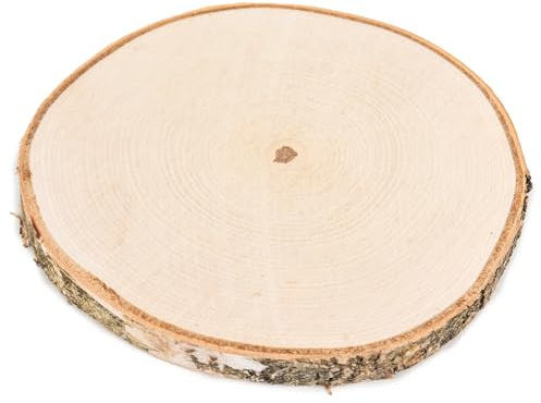 Holzscheiben 20-25 cm Runde Holzplatte Kiefernholz, Polierte Baumscheibe für DIY, Basteln und Hochzeitsdeko, Natur Holz Log Scheiben ca. 20 mm Dick - Robuster Untersetzer (1)