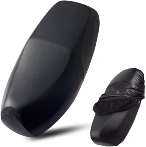 Funklu Funda para Asiento de Moto Impermeable y Universal, Funda Impermeable para Asiento de Motocicleta Almohadilla de Cuero Asiento, Antideslizante, resiste arañazos y es Transpirable(Negro)