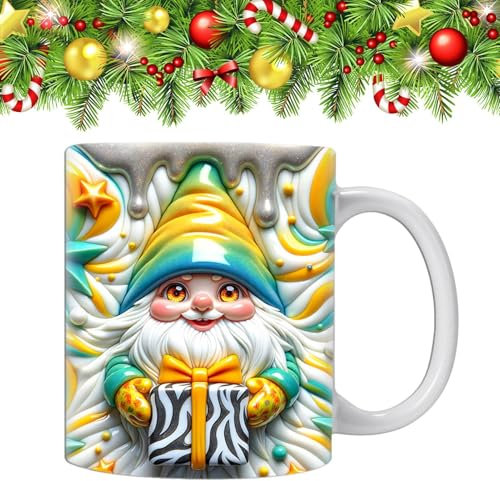 Wichtel Tasse - Weihnachtswichteltassen 350 ml, bunte Wichtel mit Boxen | Wichteltassen aus hochwertiger Keramik, Kaffeetasse für den tollen Weihnachtsgeburtstag für Mama,