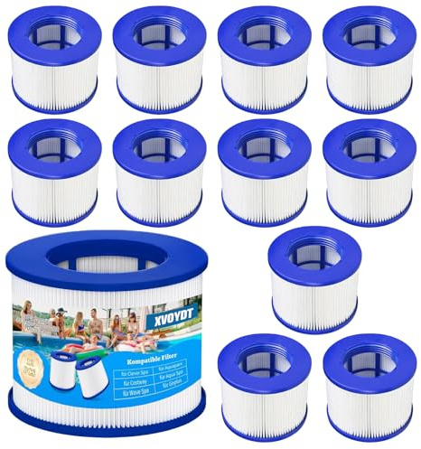 XVOYDT 12 Stück Ersatz Whirlpool Filter für aufblasbares Spa, Kartusche mit Schraubgewinde für Infinite Spa Filter, Clever Spa 75 * 100 mm Höhe 75 mm Pool filterkartusch